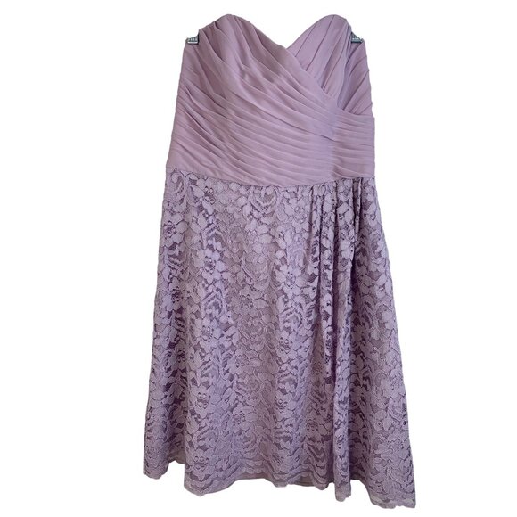 Davids Bridal Iris Lace Bridesmaid Dress Size 8 Lavender Strapless mini new 8305 - Picture 1 of 7